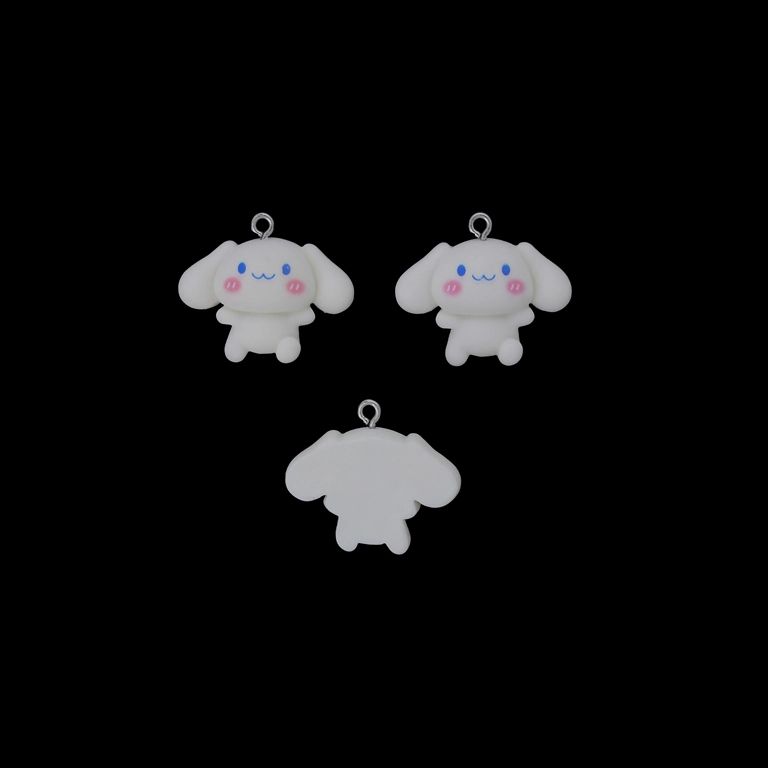 PLASTIC BEADS - RESIN 3D - PENDANT - DOG 10 - 27x24x9mm WHITE-PINK (LIGHT)-BLUE (LIGHT) - PACKAGE 20pcs. Hole-1.8mm 