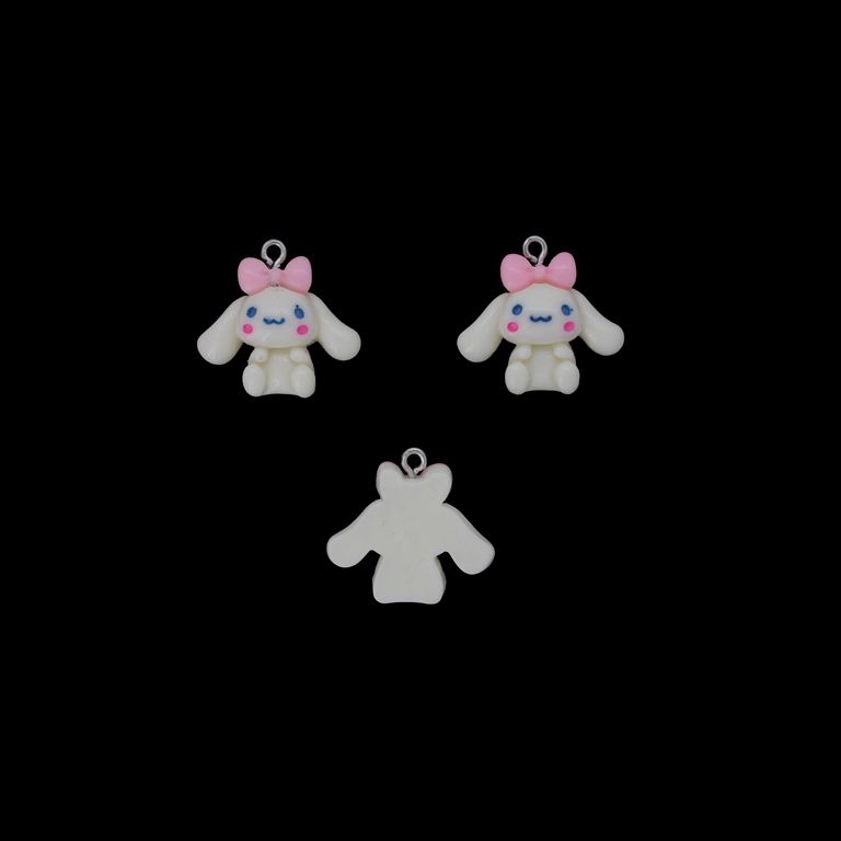 PLASTIC BEADS - RESIN 3D - PENDANT - DOG 13 - 24x23x8mm WHITE-PINK (LIGHT)-BLUE (LIGHT) - 2pcs. Hole-1.8mm 