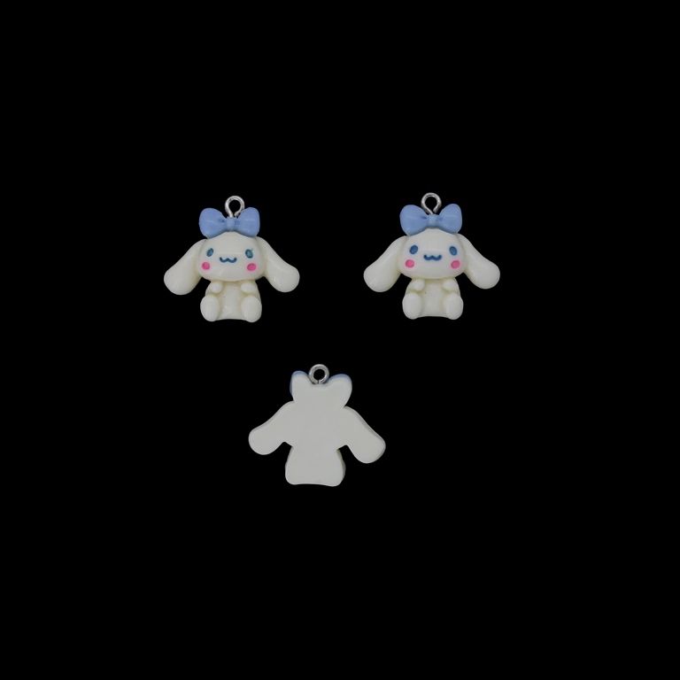 PLASTIC BEADS - RESIN 3D - PENDANT - DOG 13 - 24x23x8mm WHITE-BLUE (LIGHT)-PINK (LIGHT) - PACKAGE 20pcs. Hole-1.8mm 