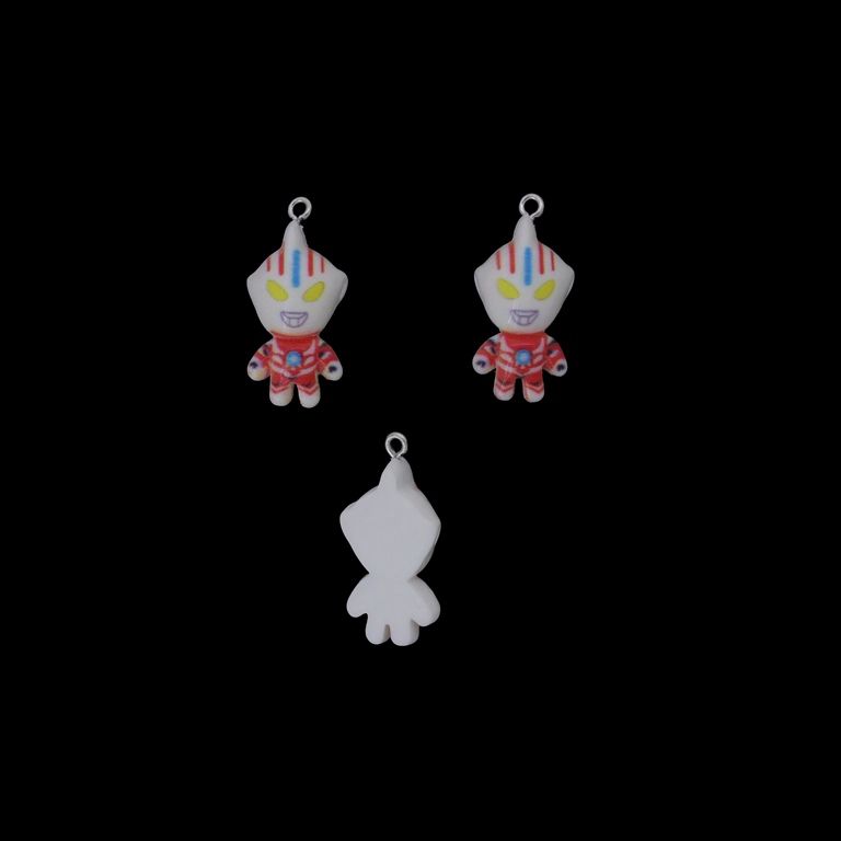 PLASTIC BEADS - RESIN 3D - PENDANT - ULTRAMAN 10 - 15x31x9mm WHITE-RED (LIGHT)-BLUE - 2pcs. Hole-1.8mm