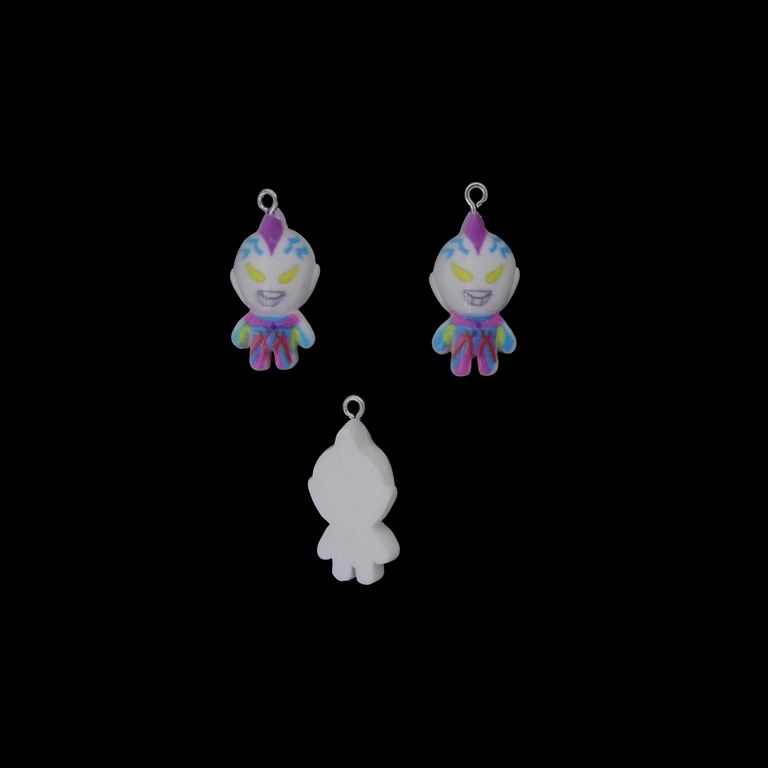 PLASTIC BEADS - RESIN 3D - PENDANT - ULTRAMAN 12 - 14x30x9mm WHITE-PURPLE-BLUE - PACKAGE 20pcs. Hole-1.8mm