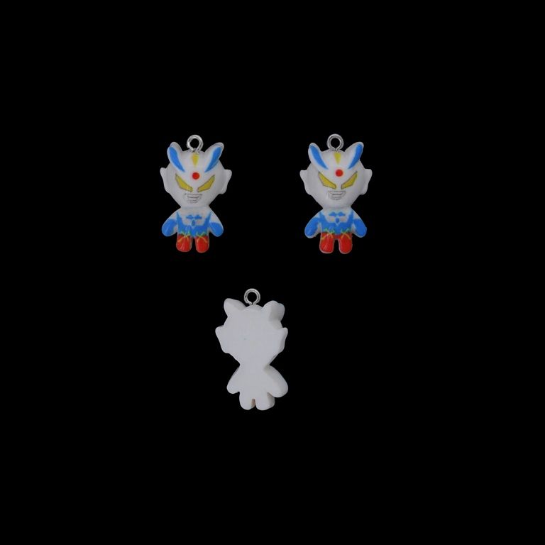 PLASTIC BEADS - RESIN 3D - PENDANT - ULTRAMAN 13 - 16x26x9mm WHITE-BLUE-RED (LIGHT) - PACKAGE 20pcs. Hole-1.8mm