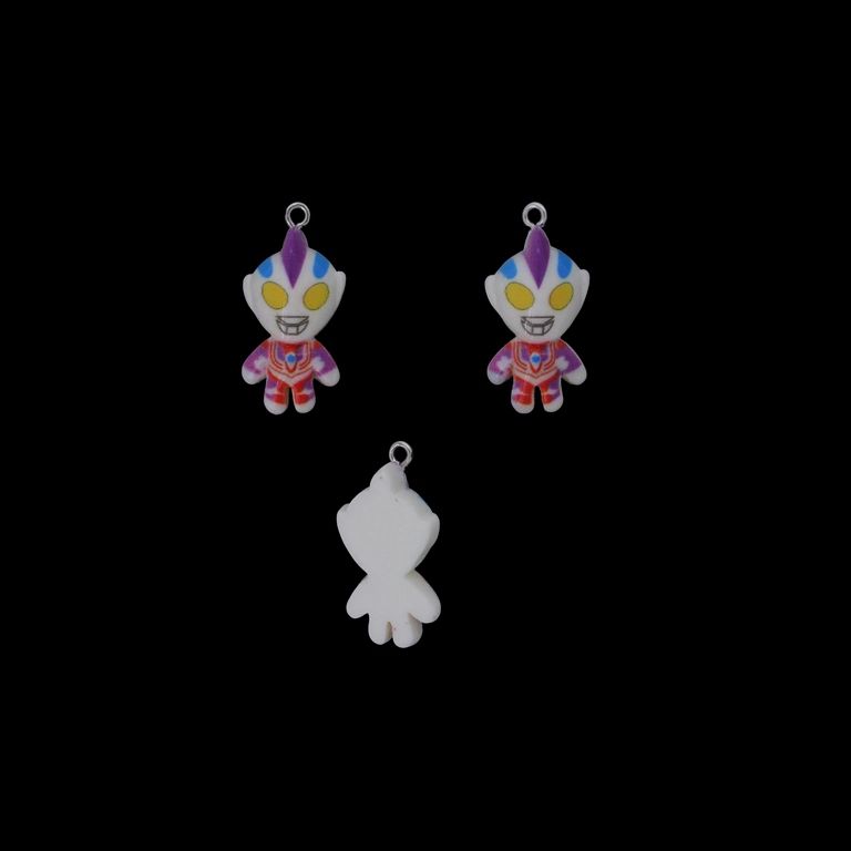 PLASTIC BEADS - RESIN 3D - PENDANT - ULTRAMAN 14 - 15x30x9mm WHITE AND MIX - 2pcs. Hole-1.8mm