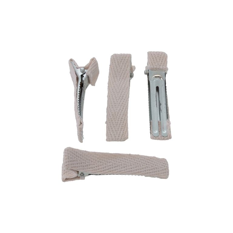 METAL ELEMENTS - CROCODILE DUCKBILL HAIR CLIP WITH TEETH 03 - METAL AND TEXTILE - 48x10x13mm NICKEL COLOR AND PINK (LIGHT) - PACKAGE 50pcs.