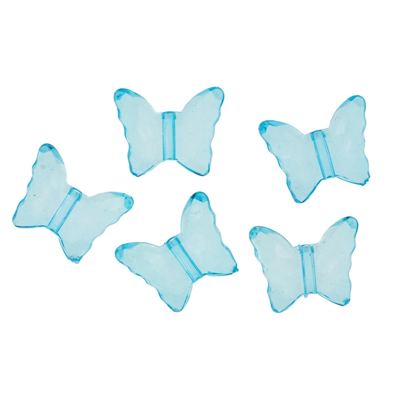 TRANSPARENT PLASTIC BEADS - BUTTERFLY 04 - FACETED 13x15x6mm BLUE SKY V39 - PACKAGE 500g Hole-1.8mm (890pcs.)