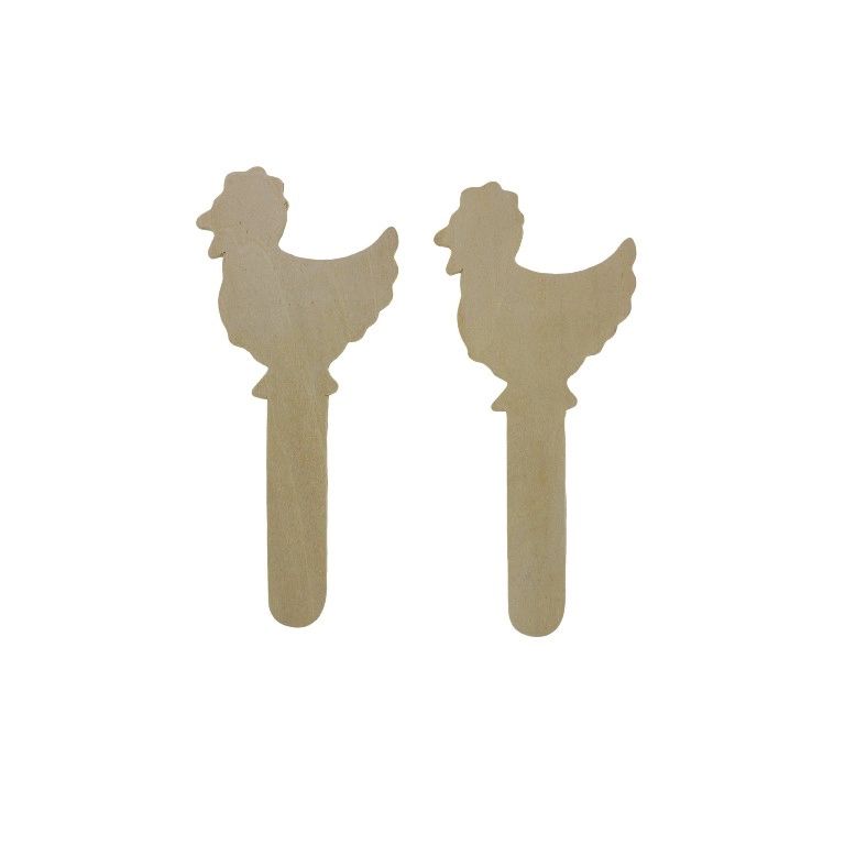 MATERIALS FOR CRAFT AND DECORATION - TOPPER FROM WOOD - ROOSTER 01 - 6.3x15.5x0.3cm NATURAL - PACKAGE 40pcs.