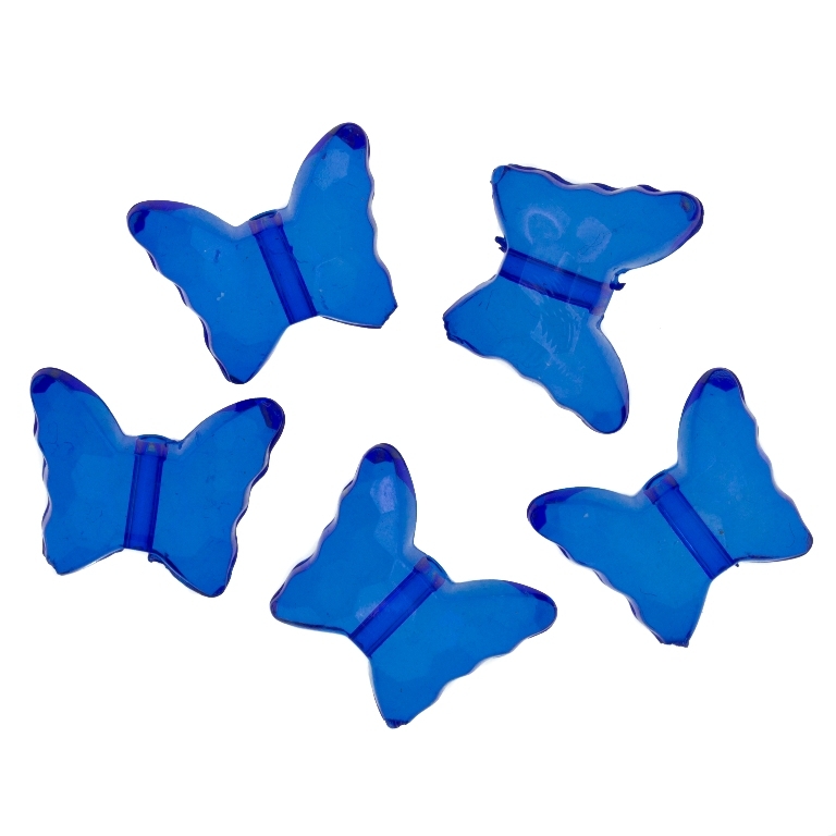 TRANSPARENT PLASTIC BEADS - BUTTERFLY 04 - FACETED 13x15x6mm BLUE (DARK) V44 - PACKAGE 500g Hole-1.8mm (890pcs.)