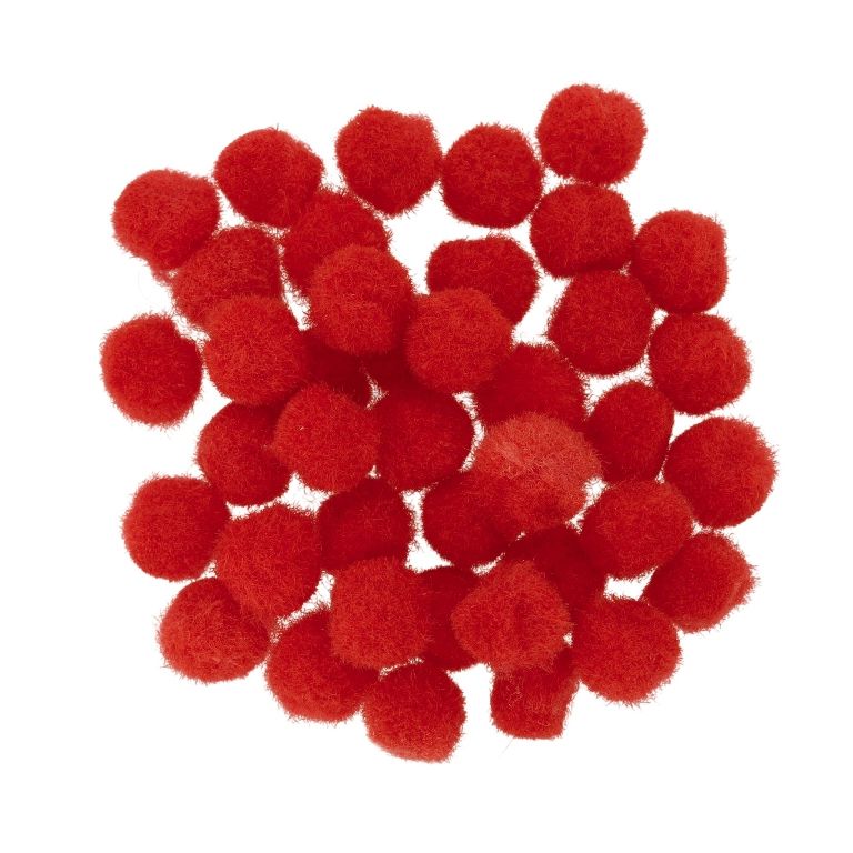 TEXTILE BEADS - POMPON POLYESTER - 10mm RED (LIGHT) 58 - PACKAGE 500pcs.