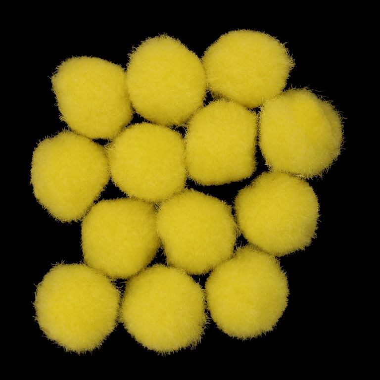 TEXTILE BEADS - POMPON POLYESTER - 18mm YELLOW 71 - PACKAGE 200pcs.
