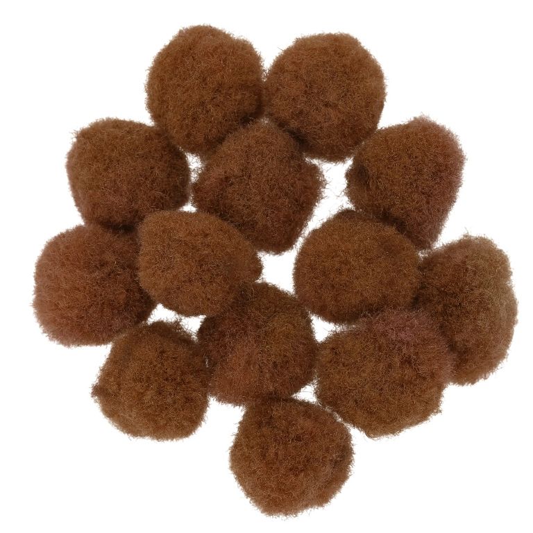 TEXTILE BEADS - POMPON POLYESTER - 18mm BROWN 60 - PACKAGE 200pcs.