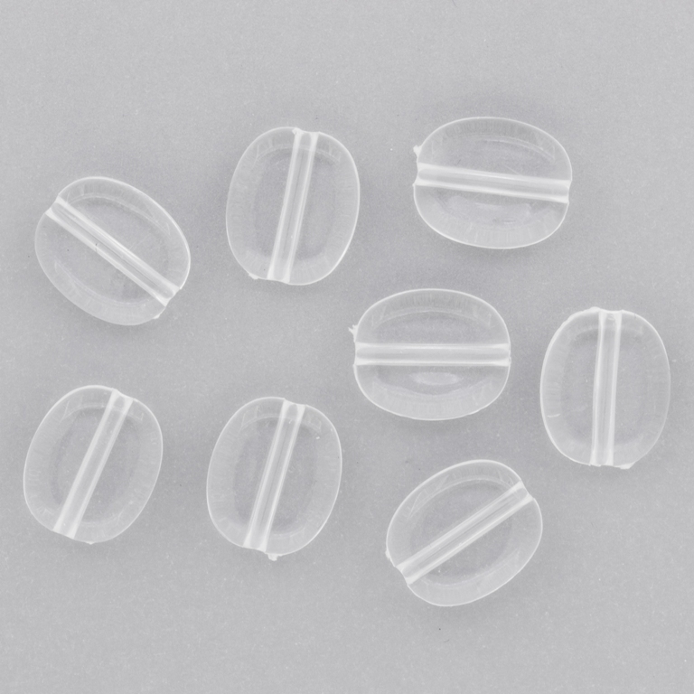 TRANSPARENT PLASTIC BEADS - TILE OVAL - 13x10.5x4mm WHITE V01 - 50g Hole-1.8mm (105pcs.)