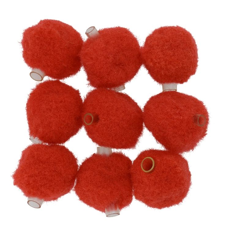 TEXTILE BEADS - POMPON POLYESTER TUBE - 20mm RED (LIGHT) 58 - PACKAGE 200pcs.