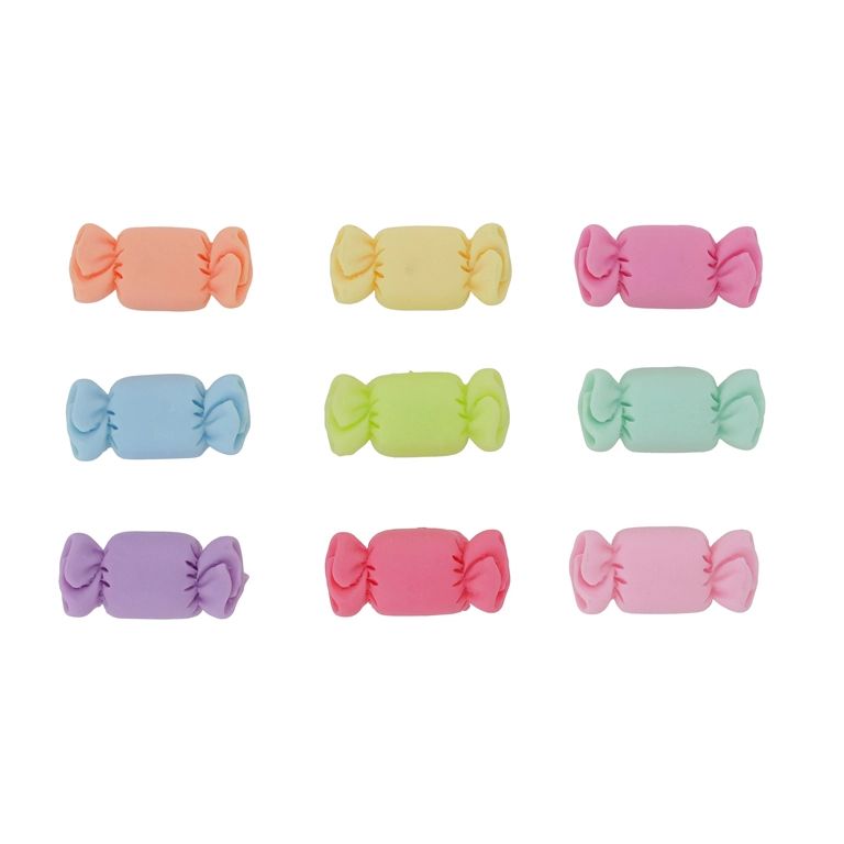 ПЛАСТМАСОВИ МЪНИСТА - РЕЗИН 3D - ЗА ЗАЛЕПВАНЕ - БОНБОН 02 - 27х15х6мм МИКС - ПАКЕТ 30 бр.  