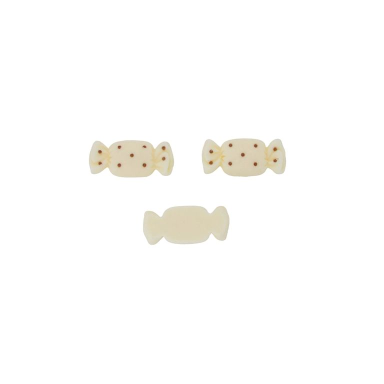 ПЛАСТМАСОВИ МЪНИСТА - РЕЗИН 3D - ЗА ЗАЛЕПВАНЕ - БОНБОН 08 - 27х12х6мм ЕКРЮ-КАФЯВО - ПАКЕТ 30 бр.  