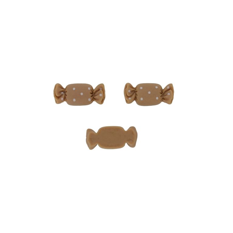 ПЛАСТМАСОВИ МЪНИСТА - РЕЗИН 3D - ЗА ЗАЛЕПВАНЕ - БОНБОН 08 - 27х12х6мм КАФЯВО-БЯЛО - ПАКЕТ 30 бр.  