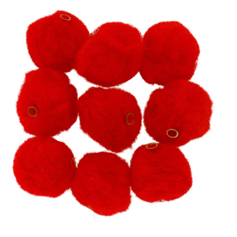 ТЕКСТИЛНИ МЪНИСТА - ПОМПОН ПОЛИЕСТЕРЕН 04 ТРЪБИЧКА - 20мм ЧЕРВЕНО 75 - ПАКЕТ 200 бр.