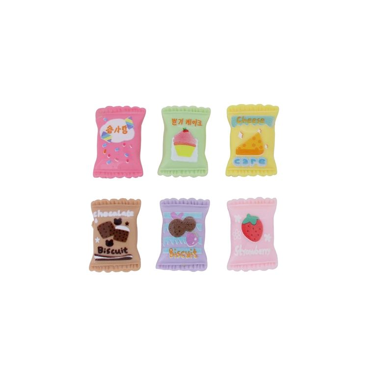 ПЛАСТМАСОВИ МЪНИСТА - РЕЗИН 3D - ЗА ЗАЛЕПВАНЕ - БОНБОНИ МИКС 01 - 24х16х6мм МИКС - ПАКЕТ 30 бр.  