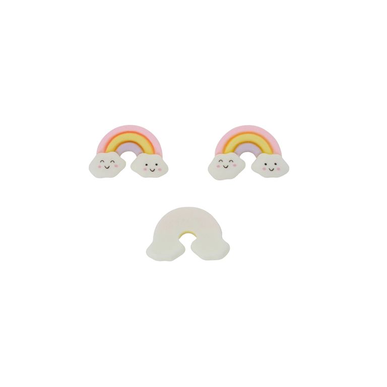 ПЛАСТМАСОВИ МЪНИСТА - РЕЗИН 3D - ЗА ЗАЛЕПВАНЕ - ДЪГА 07 С ОБЛАЦИ  - 25х20х6мм БЯЛО И МИКС - ПАКЕТ 30 бр. 