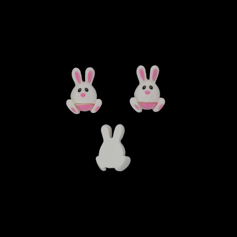 ПЛАСТМАСОВИ МЪНИСТА - РЕЗИН 3D - ЗА ЗАЛЕПВАНЕ - ЗАЕК 27 - 18х26х8мм БЯЛО-РОЗОВО-ЧЕРНО - ПАКЕТ 30 бр.