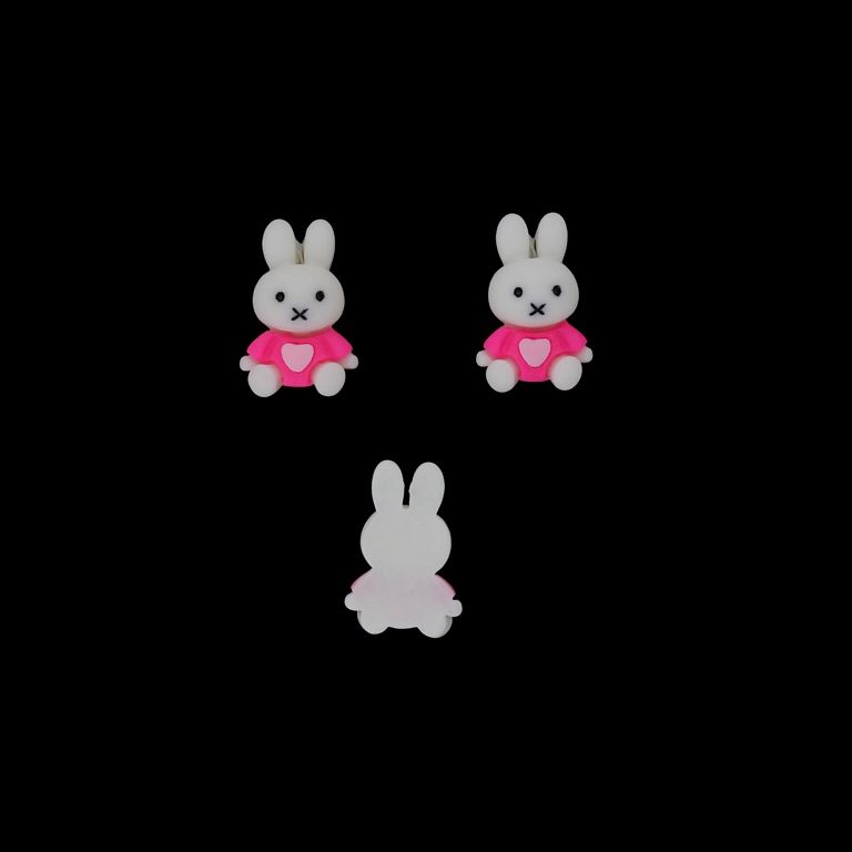 ПЛАСТМАСОВИ МЪНИСТА - РЕЗИН 3D - ЗА ЗАЛЕПВАНЕ - ЗАЕК 29 - 17х25х8мм БЯЛО-РОЗОВО-ЧЕРНО - ПАКЕТ 30 бр.