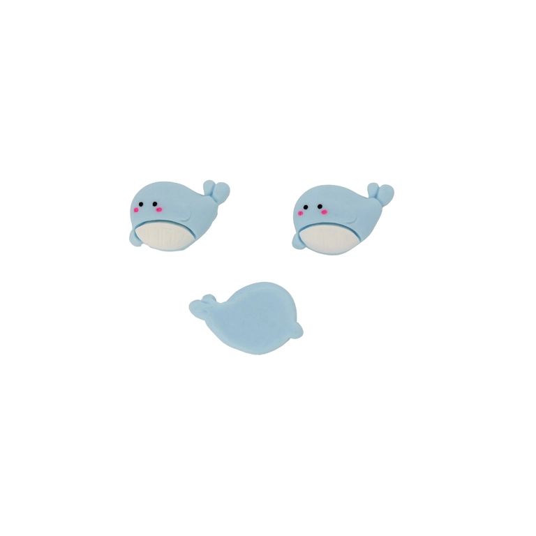 PLASTIC BEADS - RESIN 3D - FOR GLUING - WHALE 01 - 26x20x7mm BLUE (LIGHT)-WHITE - PACKAGE 30pcs.