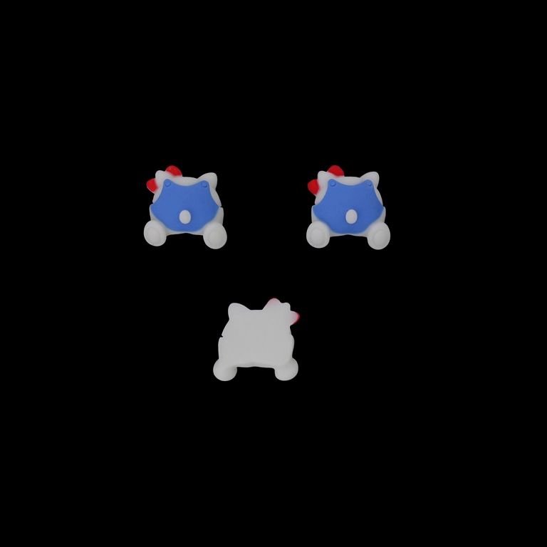 PLASTIC BEADS - RESIN 3D - FOR GLUING - ANIMATED CAT 03 - 18x18x9mm BLUE-WHITE-RED - PACKAGE 30pcs.