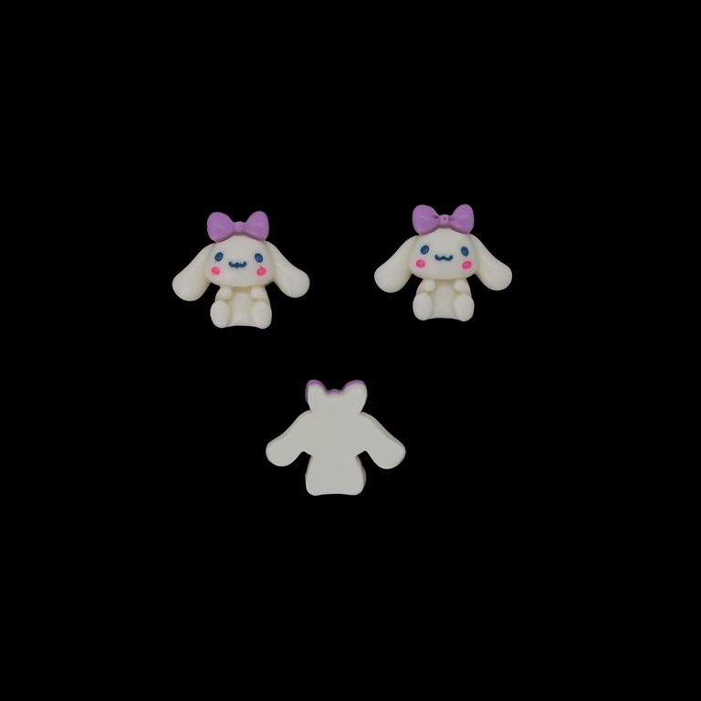 PLASTIC BEADS - RESIN 3D - FOR GLUING - DOG 13 - 24x23x8mm WHITE-PURPLE (LIGHT)-BLUE (LIGHT) - PACKAGE 30pcs.