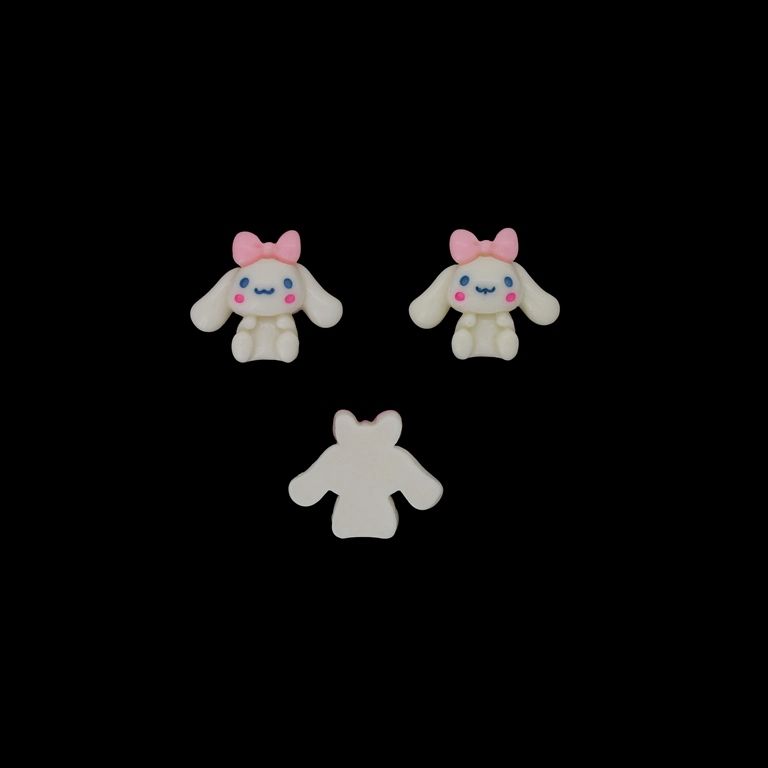 PLASTIC BEADS - RESIN 3D - FOR GLUING - DOG 13 - 24x23x8mm WHITE-PINK (LIGHT)-BLUE (LIGHT) - PACKAGE 30pcs.