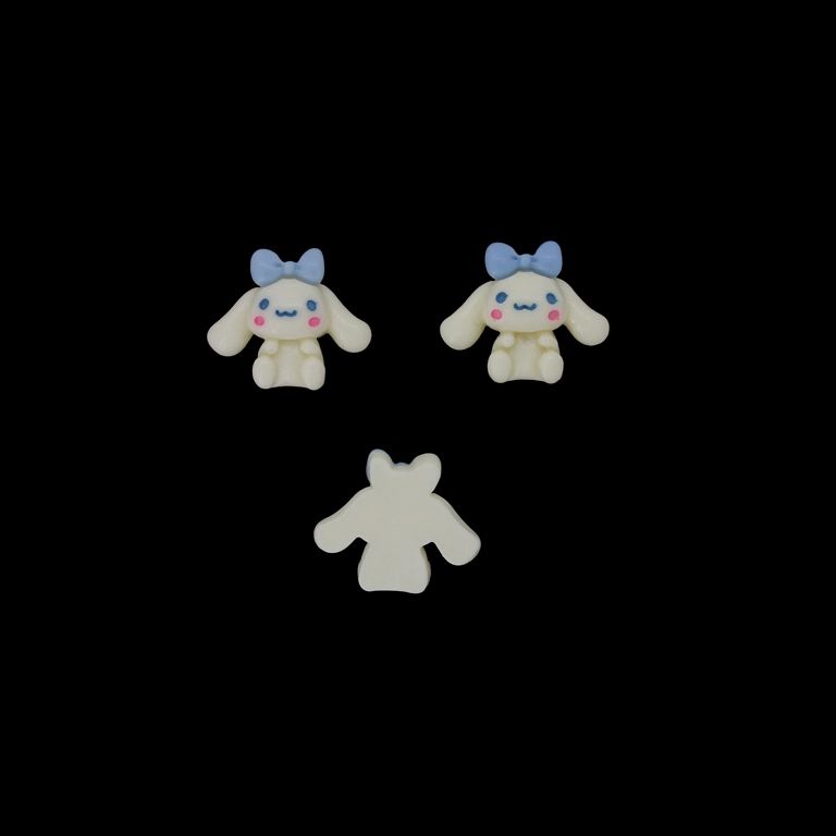 PLASTIC BEADS - RESIN 3D - FOR GLUING - DOG 13 - 24x23x8mm WHITE-BLUE (LIGHT)-PINK (LIGHT) - PACKAGE 30pcs.