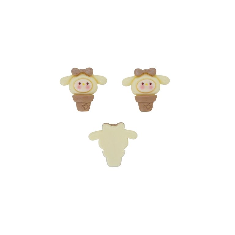 PLASTIC BEADS - RESIN 3D - FOR GLUING - DOG 20 ICE CREAM - 25x23x7mm ECRU-BROWN (LIGHT) - PACKAGE 30pcs.