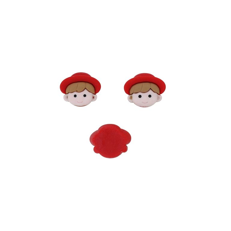 ПЛАСТМАСОВИ МЪНИСТА - РЕЗИН 3D - ЗА ЗАЛЕПВАНЕ - МОМЧЕ 04 - 22х22х8мм ЧЕРВЕНО-КАФЯВО СВ.-РОЗОВО СВ. - ПАКЕТ 30 бр.  