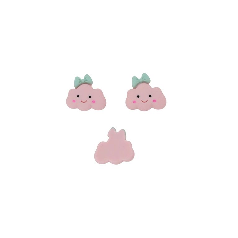 ПЛАСТМАСОВИ МЪНИСТА - РЕЗИН 3D - ЗА ЗАЛЕПВАНЕ - ОБЛАК С ПАНДЕЛКА 02 - 21х22х7мм РОЗОВО СВ.-МЕНТА-ЧЕРНО - ПАКЕТ 30 бр.  