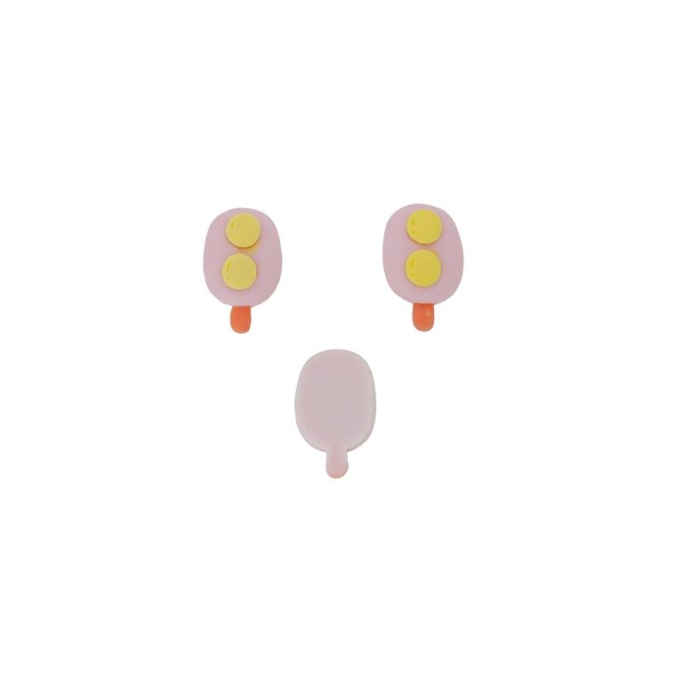 ПЛАСТМАСОВИ МЪНИСТА - РЕЗИН 3D - ЗА ЗАЛЕПВАНЕ - СЛАДОЛЕД 12 - 14х23х7мм РОЗОВО СВ.-ЖЪЛТО СВ.- ОРАНЖЕВО - ПАКЕТ 30 бр. 