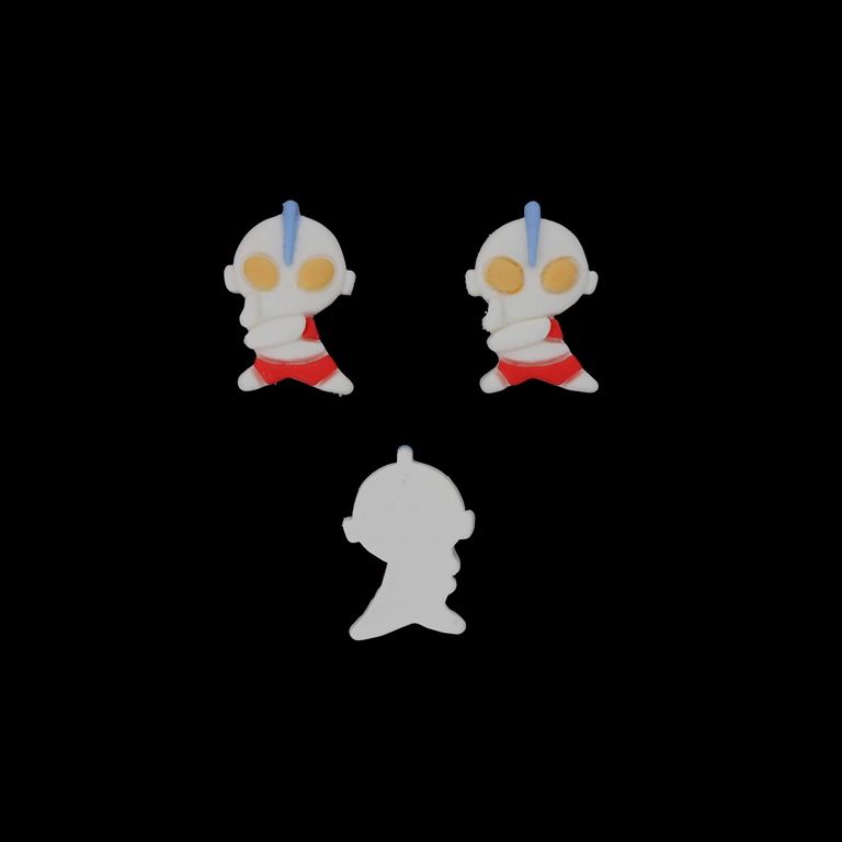 PLASTIC BEADS - RESIN 3D - FOR GLUING - ULTRAMAN 08 - 20x30x6mm WHITE-RED (LIGHT)-YELLOW - PACKAGE 30pcs.