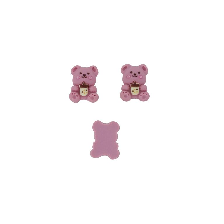 PLASTIC BEADS - RESIN 3D - FOR GLUING - BEAR 40 - 16x23x6mm ROSE DUST-BROWN-ECRU - PACKAGE 30pcs.