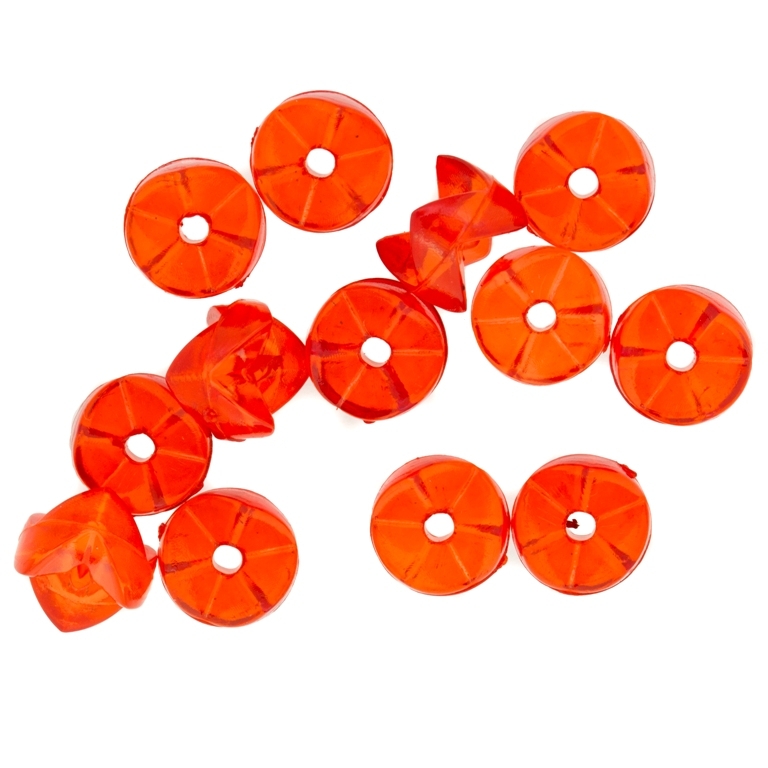 TRANSPARENT PLASTIC BEADS - PUZZLE 03 - ZIG-ZAG 7x9.5mm RED V12 - 50g Hole-1.8mm (172pcs.)