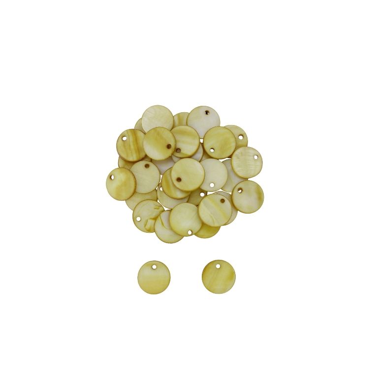 MOTHER OF PEARL BEADS - PENDANT - CIRCLE 01 - 14x1.5mm BEIGE (DARK) - PACKAGE 200pcs. Hole-1.5mm 