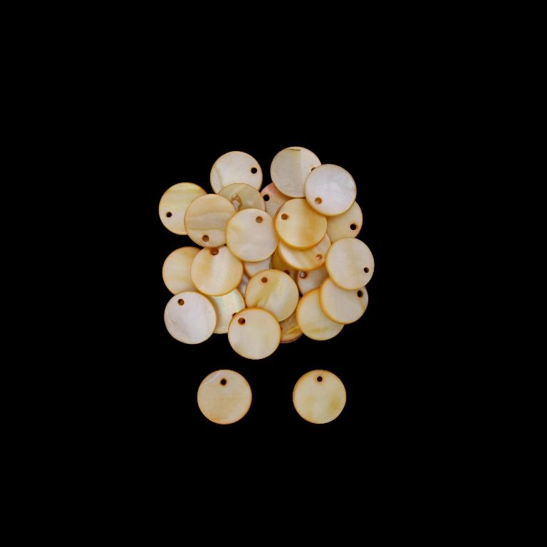 MOTHER OF PEARL BEADS - PENDANT - CIRCLE 01 - 15x1.5mm ORANGE (LIGHT) - PACKAGE 200pcs. Hole-1.6mm 