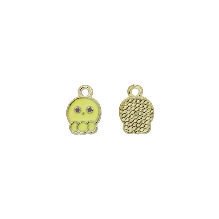 METAL BEADS WITH ENAMEL - PENDANT - OCTOPUS 01 - 8x12x1.7mm GOLD-YELLOW (LIGHT)-PURPLE (LIGHT) - 10pcs. Hole-1.5mm