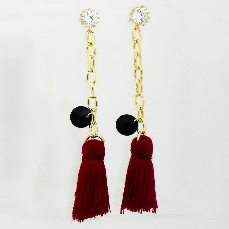 БИЖУТЕРИЯ - ОБЕЦИ - ВИНТ - ЦИРКОН - ПИСКЮЛ Е865 - 0.7х7.5см ЗЛАТИСТО И БЯЛО - 1 чифт