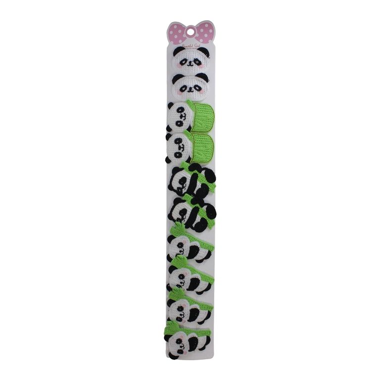 JEWELRY - METAL SNAP HAIR CLIP WITHOUT HOLE - METAL AND TEXTILE - MIX 01 PANDA - 4.5x5.7cm MIX - PACKAGE 10pcs.