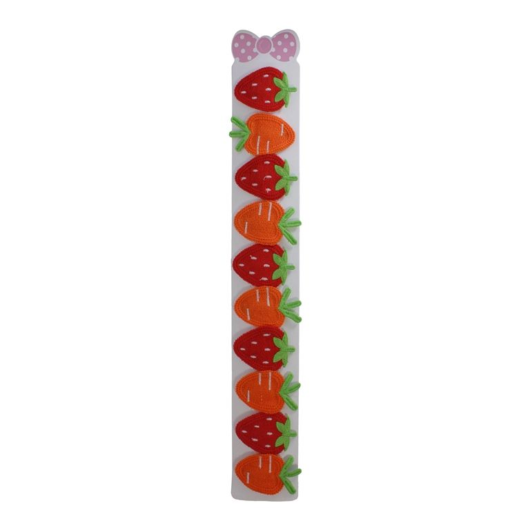 JEWELRY - METAL SNAP HAIR CLIP WITHOUT HOLE - METAL AND TEXTILE - MIX 06 STRAWBERRY AND CARROT - 3.8x5.8cm MIX - PACKAGE 10pcs.