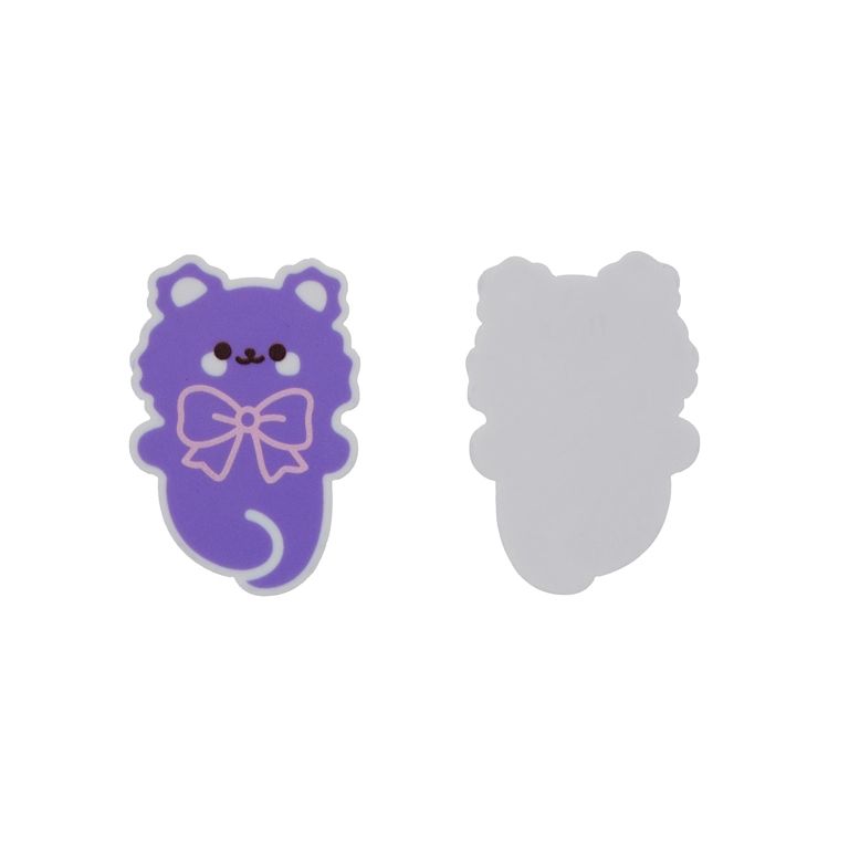 PLASTIC BEADS - RESIN 2D - FOR GLUING - BEAR 62 RIBBON - 34x50x2mm PURPLE-PINK (LIGHT)-WHITE - PACKAGE 20pcs.