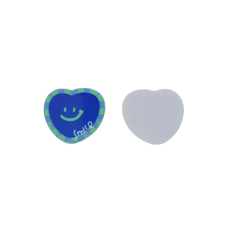 PLASTIC BEADS - RESIN 2D - FOR GLUING - HEART 24 SMILE - 32x29x1.8mm BLUE (DARK)-BLUE-GREEN (LIGHT) - PACKAGE 30pcs.