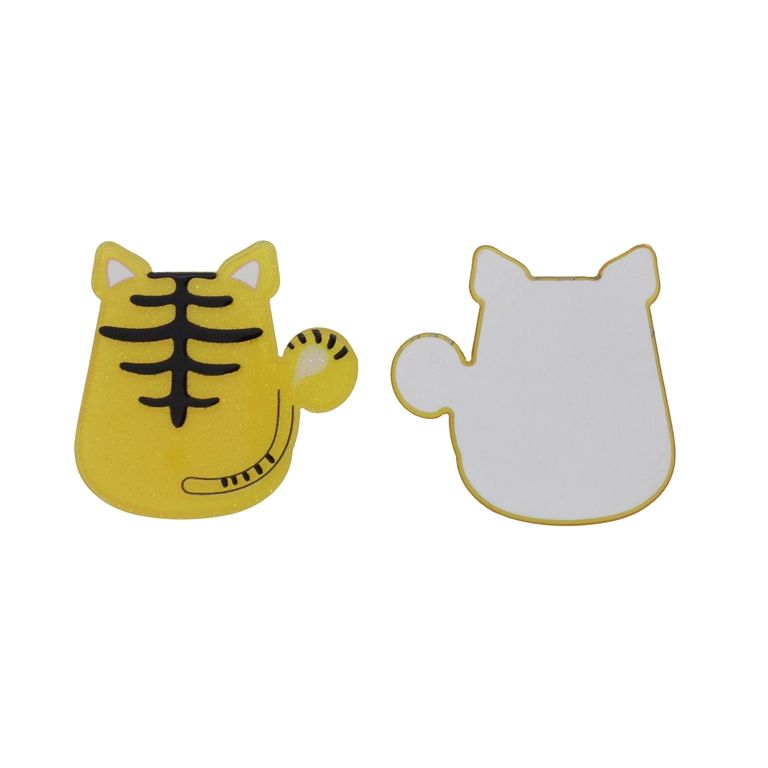 ПЛАСТМАСОВИ МЪНИСТА - РЕЗИН 2D - ЗА ЗАЛЕПВАНЕ - ТИГЪР 21 - 44х45х2мм ЖЪЛТО-ЧЕРНО-БЯЛО - ПАКЕТ 20 бр.