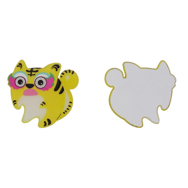 ПЛАСТМАСОВИ МЪНИСТА - РЕЗИН 2D - ЗА ЗАЛЕПВАНЕ - ТИГЪР 22 ОЧИЛА - 46х43х2мм ЖЪЛТО И МИКС - ПАКЕТ 20 бр.