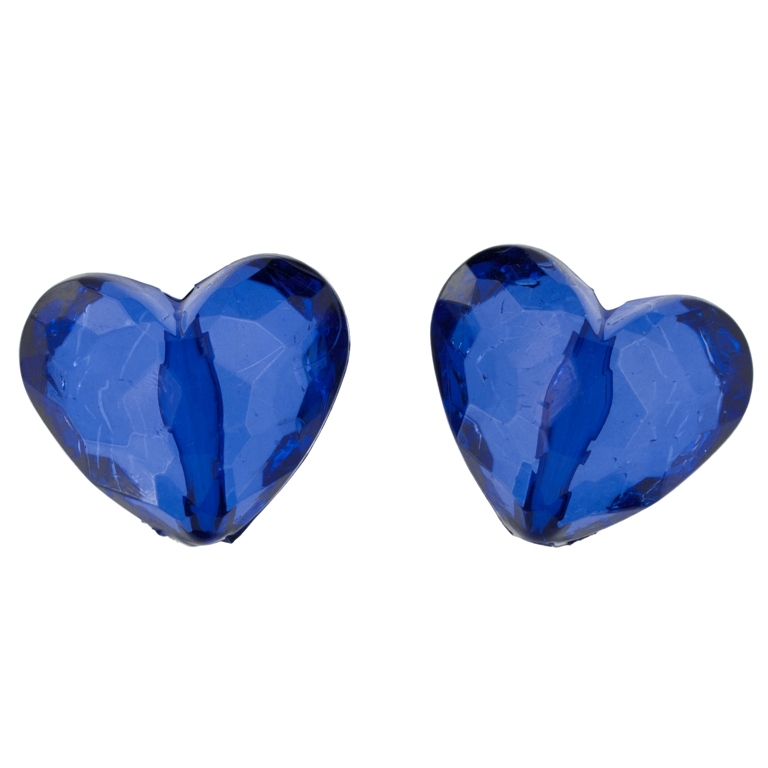 TRANSPARENT PLASTIC BEADS - HEART 06 FACETED - 25x29x16mm BLUE (DARK) V44 - 50g Hole-2.8mm (8pcs.)