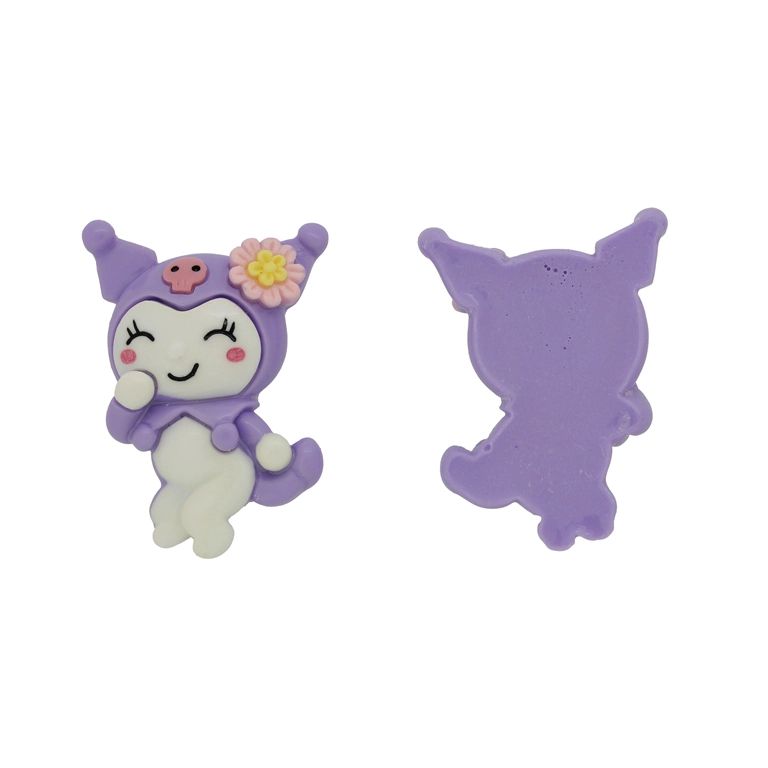 ПЛАСТМАСОВИ МЪНИСТА - РЕЗИН 3D - ЗА ЗАЛЕПВАНЕ - КОТЕ С ЧЕРЕП 07 - 39х53х12мм ЛИЛАВО-БЯЛО-РОЗОВО СВ. - ПАКЕТ 10 бр.