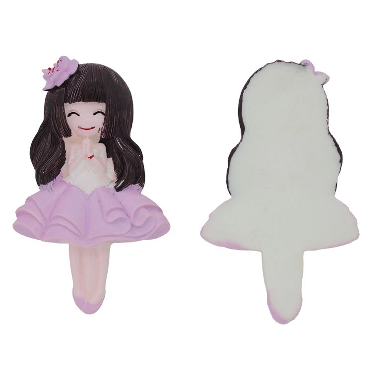 ПЛАСТМАСОВИ МЪНИСТА - РЕЗИН 3D - ЗА ЗАЛЕПВАНЕ - МОМИЧЕ 40 - 50х83х10мм ЛИЛАВО СВ.-РОЗОВО СВ.-КАФЯВО Т. - ПАКЕТ 10 бр.