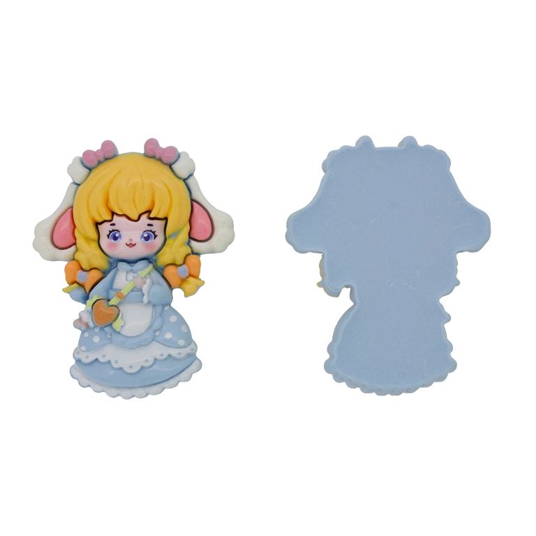 ПЛАСТМАСОВИ МЪНИСТА - РЕЗИН 3D - ЗА ЗАЛЕПВАНЕ - МОМИЧЕ 44 - 46х59х12мм ЖЪЛТО-СИНЬО СВ.-БЯЛО - ПАКЕТ 10 бр.